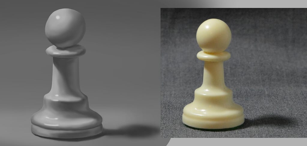 Demonstration of rendering and blending the value to describe the light wrapping around the form.