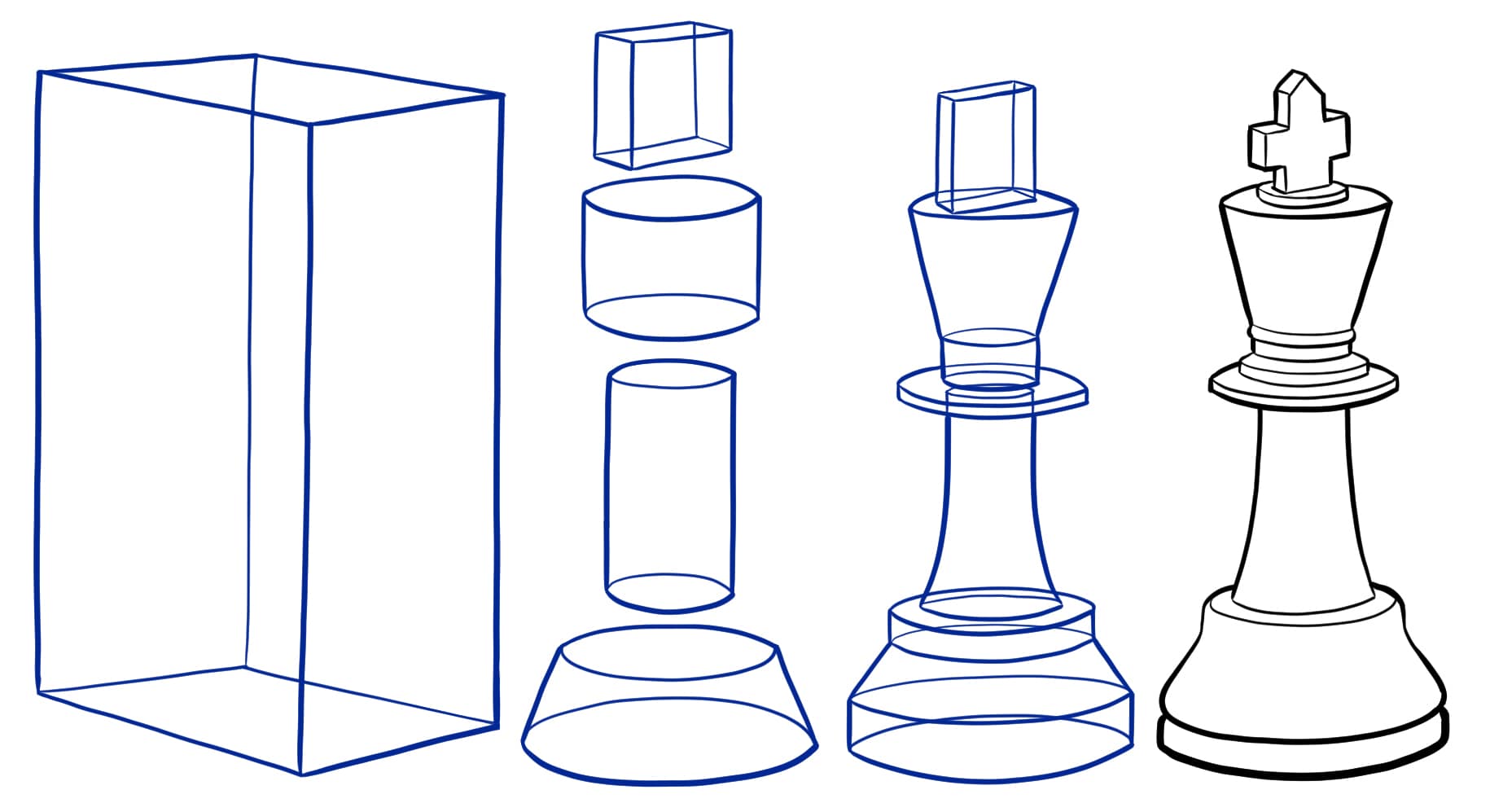 Basic forms combine to form an object.
