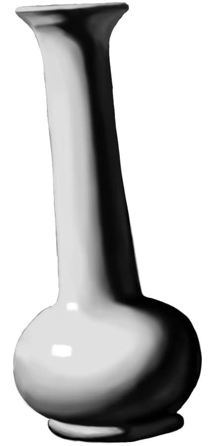 A rendering of a vase out of context using the full value range.