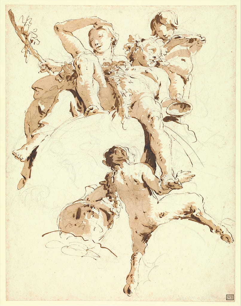 Three value study in ink by Giovanni Battista Tiepolo